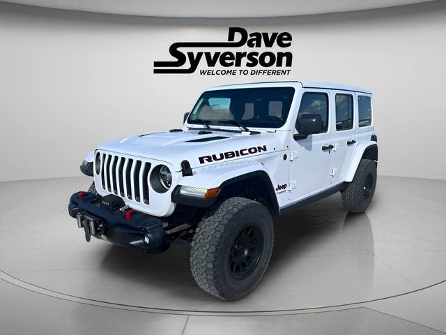 2019 Jeep Wrangler Unlimited Rubicon in Bright White Clearcoat — front three-quarter view